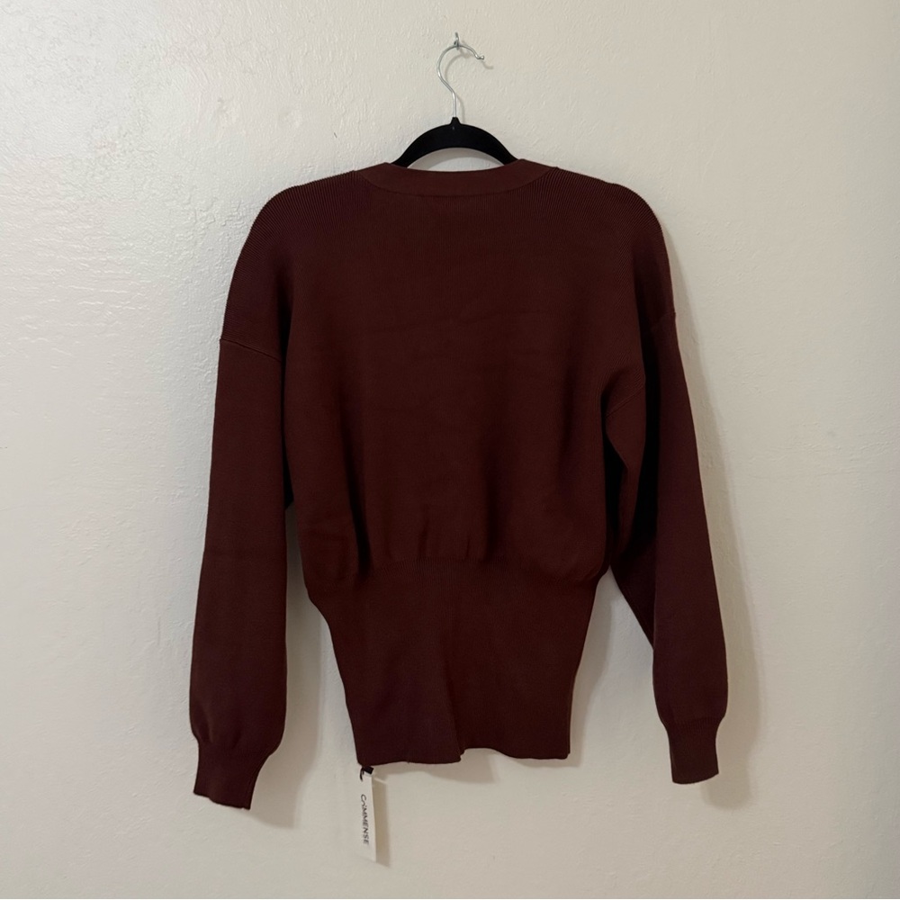 Commense Deep Brown Cardigan with Gold Accent - Picture 5 of 6